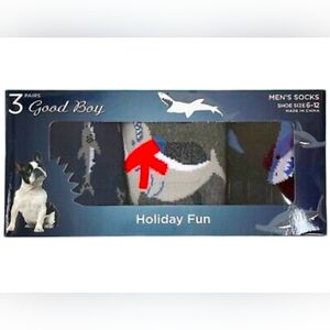NIB 3 PACK SHARK MENS SOCKS 6-12